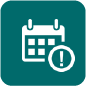 Icone de uma calendário com simbolo de alerta. Ao lado mostra quantos dias faltam para encerrar o curso.